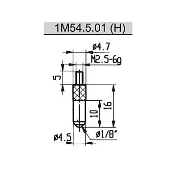 Meetkloktaster Kogel, L=16mm