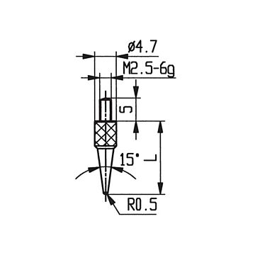 Meetkloktaster Konus, R0,5, L=5 tot 30mm